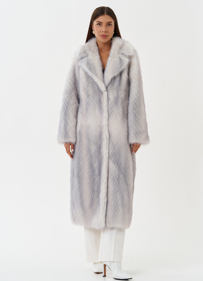 Длинная шуба из эко меха с градиентом модель № 28644 в рассрочку