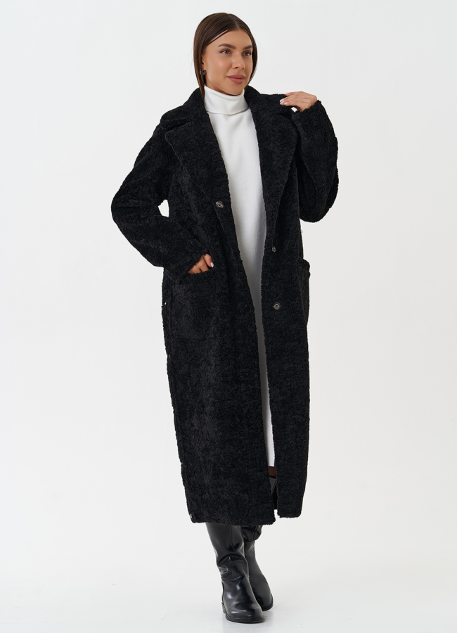 Двухсторонняя дубленка из эко кожи с английским воротником модель № 27777 универмаг малина