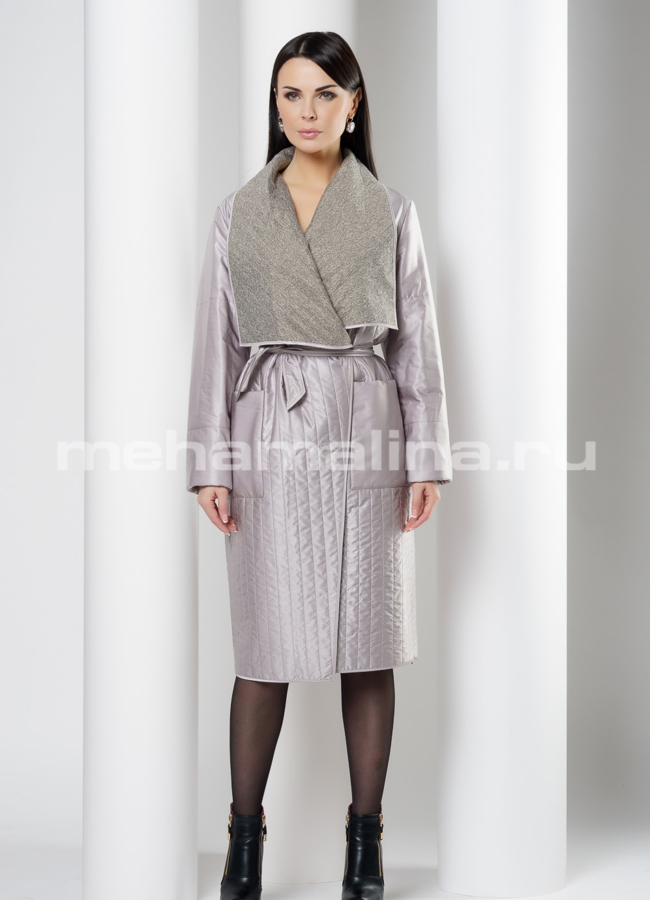 фото Пальто с воротником шалью и поясом модель № 20081/1