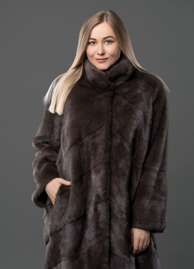 Шуба из норки в цвете капучино модель № S-775 в кредит