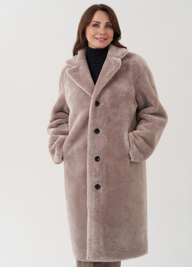 Двухсторонняя женская дубленка с английским воротником  модель № 82006 универмаг малина Двухсторонняя женская дубленка с английским воротником  модель № 82006 универмаг малина