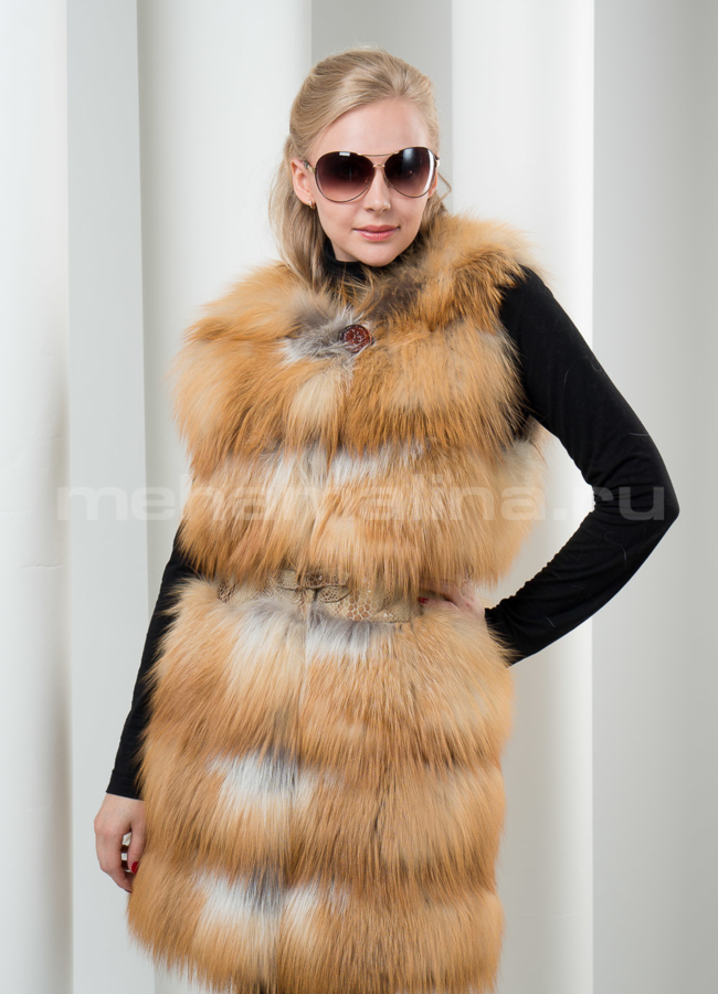 Меховой жилет из лисы модель № M-20 меха малина