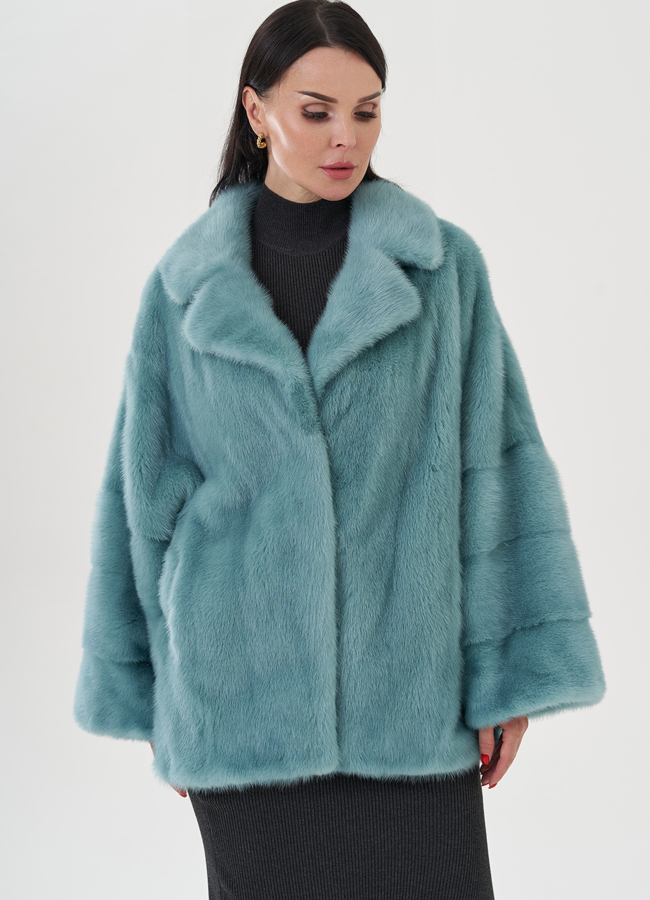 Шуба из норки в цвете мята модель № 24700 универмаг малина