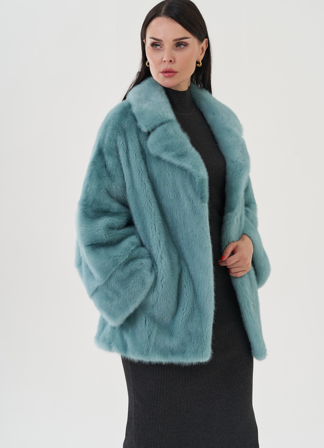 Шуба из норки в цвете мята модель № 24700 универмаг малина