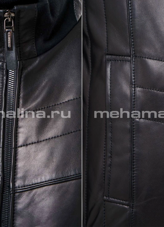 Кожаная куртка на молнии модель № KP-113 универмаг малина