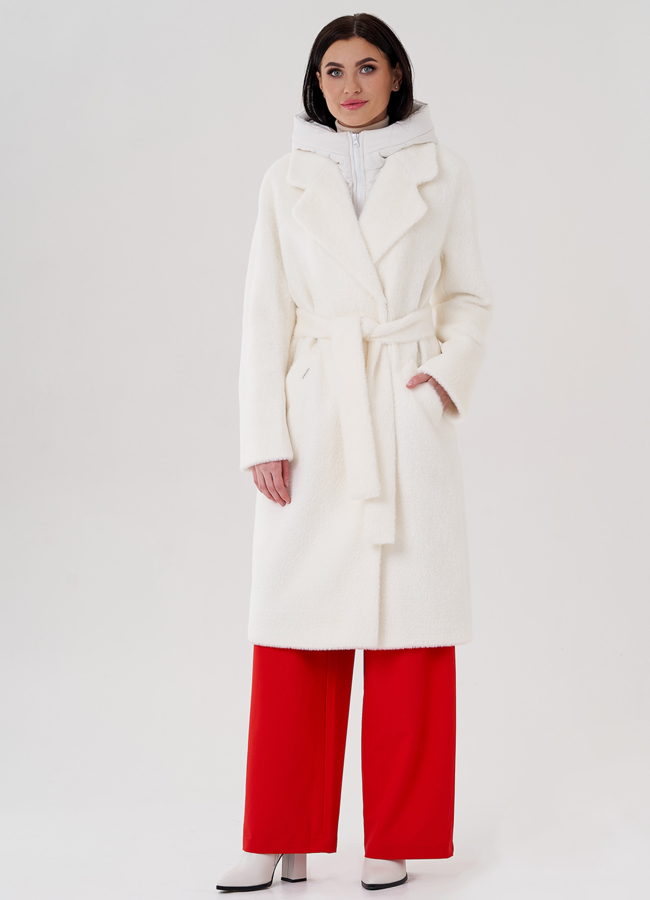 Женское пальто со съёмным капюшоном модель № 24325 универмаг малина