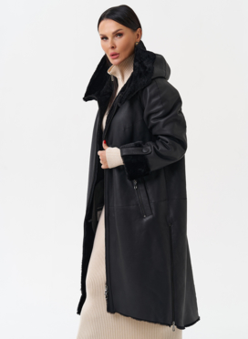 Натуральная дубленка с капюшоном