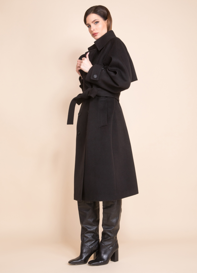 Женское пальто черного цвета Electra Style модель № 21308 универмаг малина