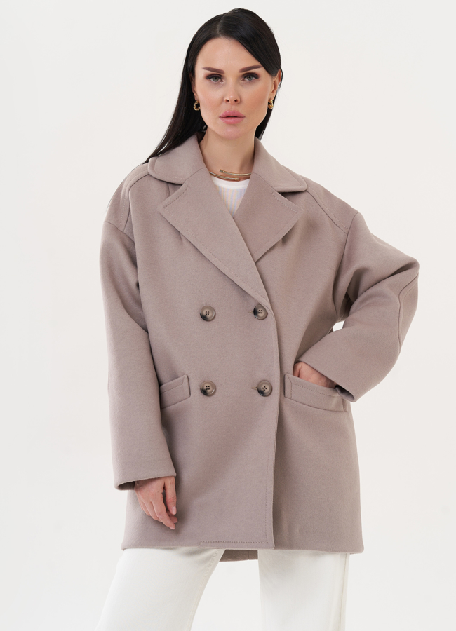 Пальто-пиджак с английским воротником модель № 27098 меха малина