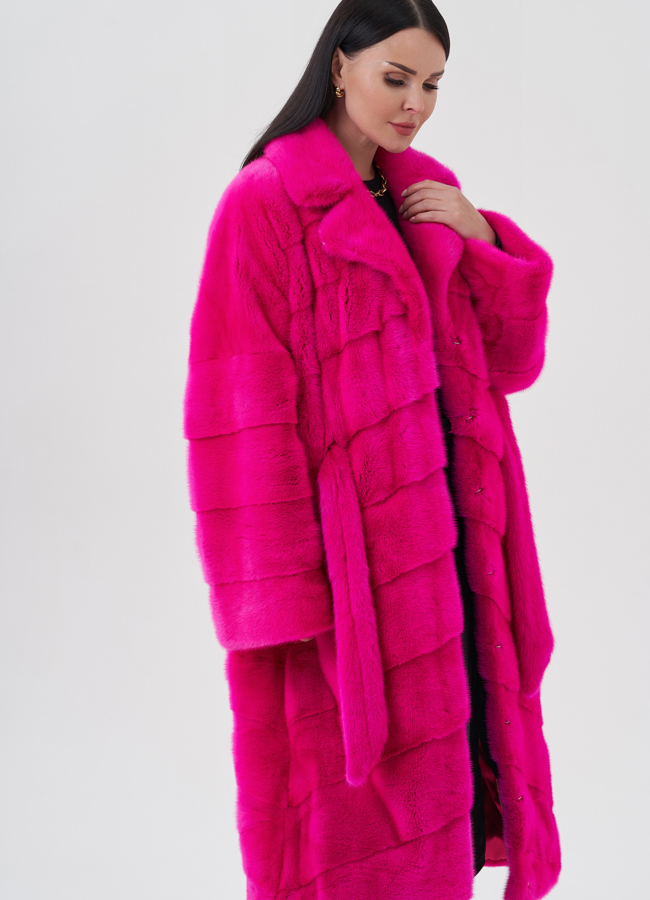 Норковая шуба с английским воротником  модель № 23976 универмаг малина