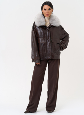 Короткий пуховик из натуральной кожи Короткий пуховик из натуральной кожи