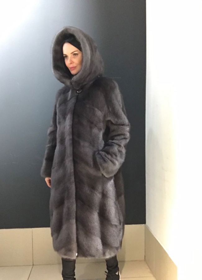 Норковая шуба в цвете графит модель № 381С в кредит