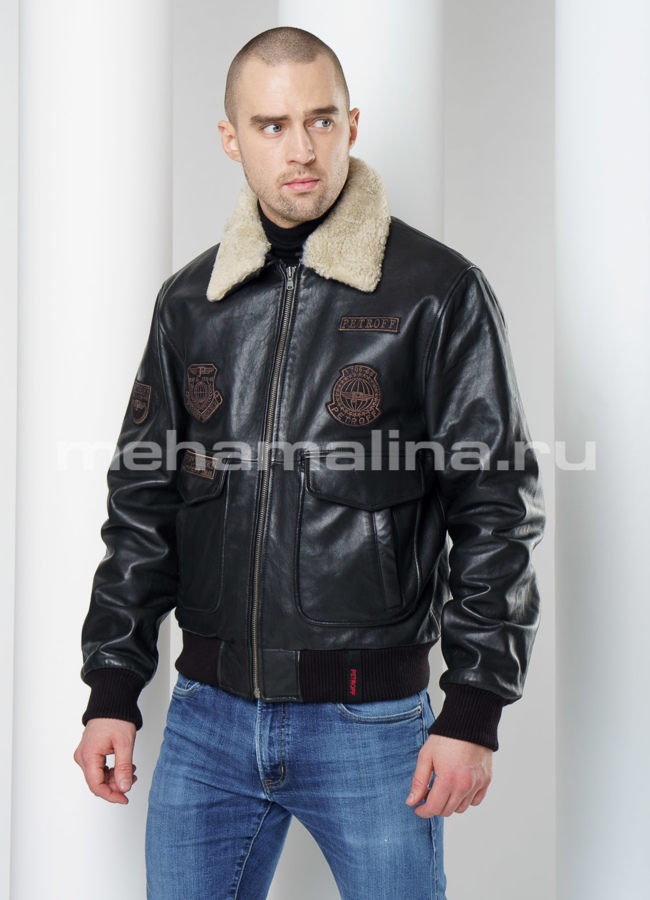 Кожаная утепленная куртка модель № KP-220 универмаг малина