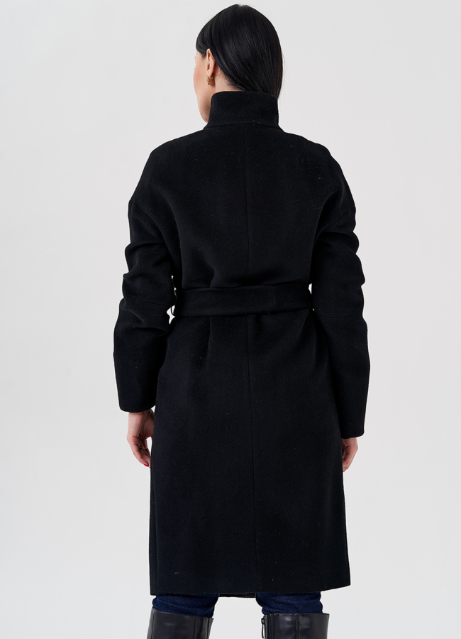 Женское пальто черного цвета  модель № 23958 универмаг малина