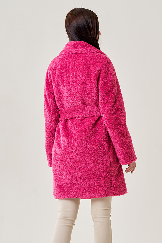 Женское полупальто из эко меха с английским воротником  модель № 23125 универмаг малина