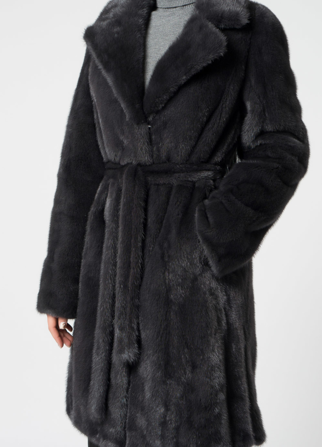 Норковая шуба с английским воротником модель № 1500 в рассрочку