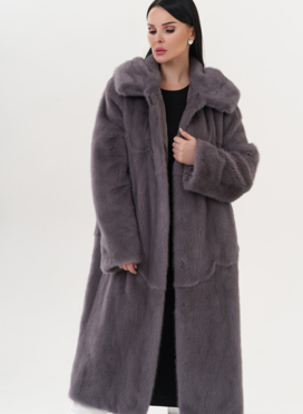 Шуба из норки с капюшоном