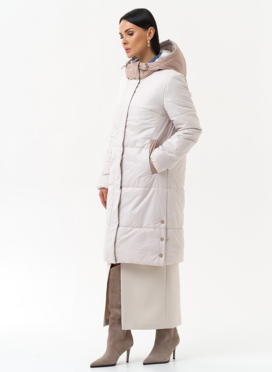 Женское утепленное полупальто с капюшоном