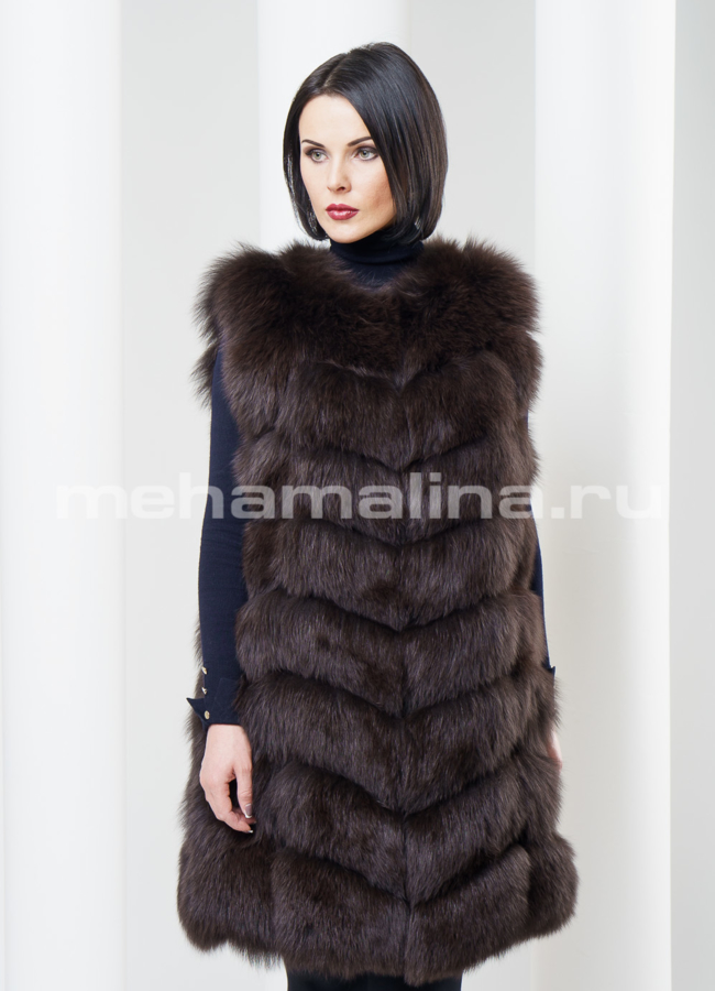 Жилет из песца модель № M-79 меха малина