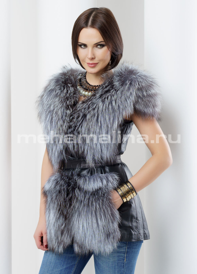 Жилет, чернобурка модель № M-117 универмаг малина