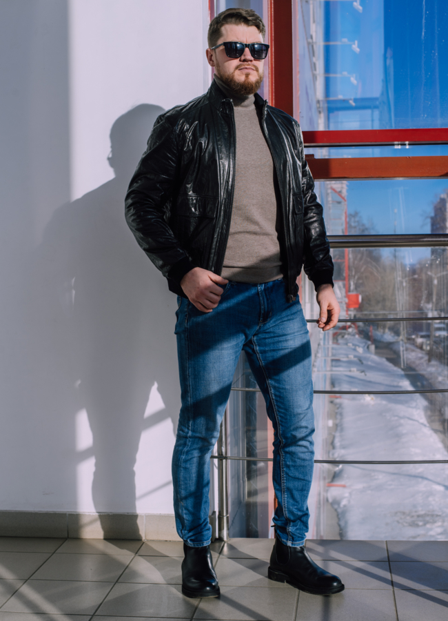 фото Куртка бомбер из натуральной кожи модель № 21177