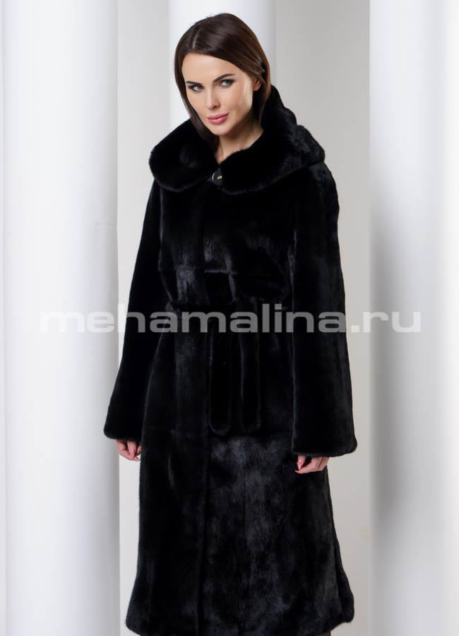 Шуба из скандинавской норки модель № S-555 меха малина