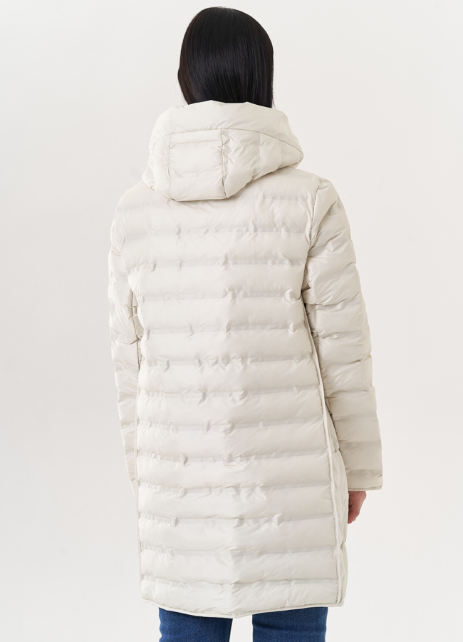 Светлое полупальто с капюшоном модель № 26873 универмаг малина