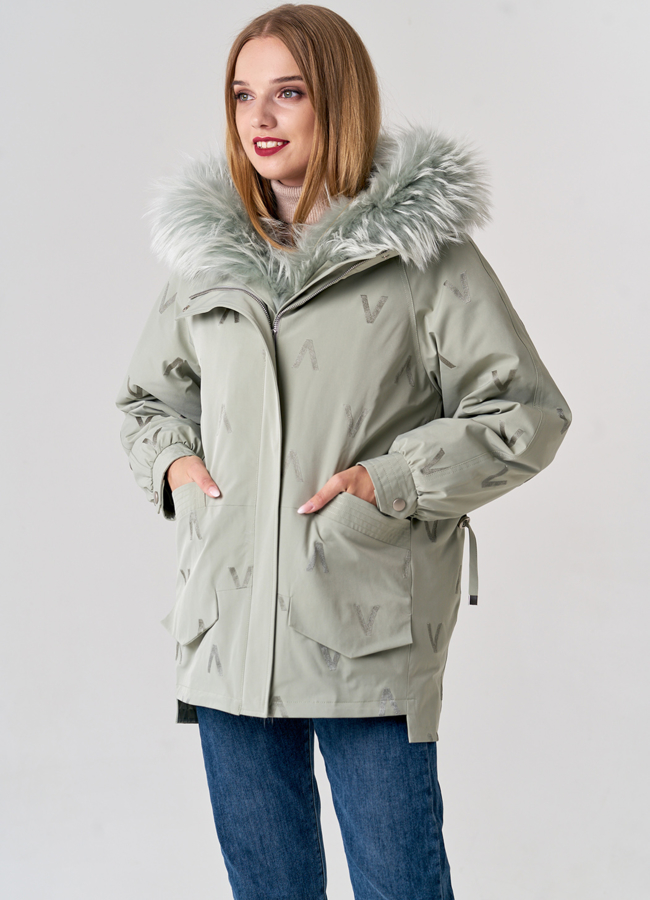 Женская парка оверсайз с вышивкой модель № 21601 универмаг малина