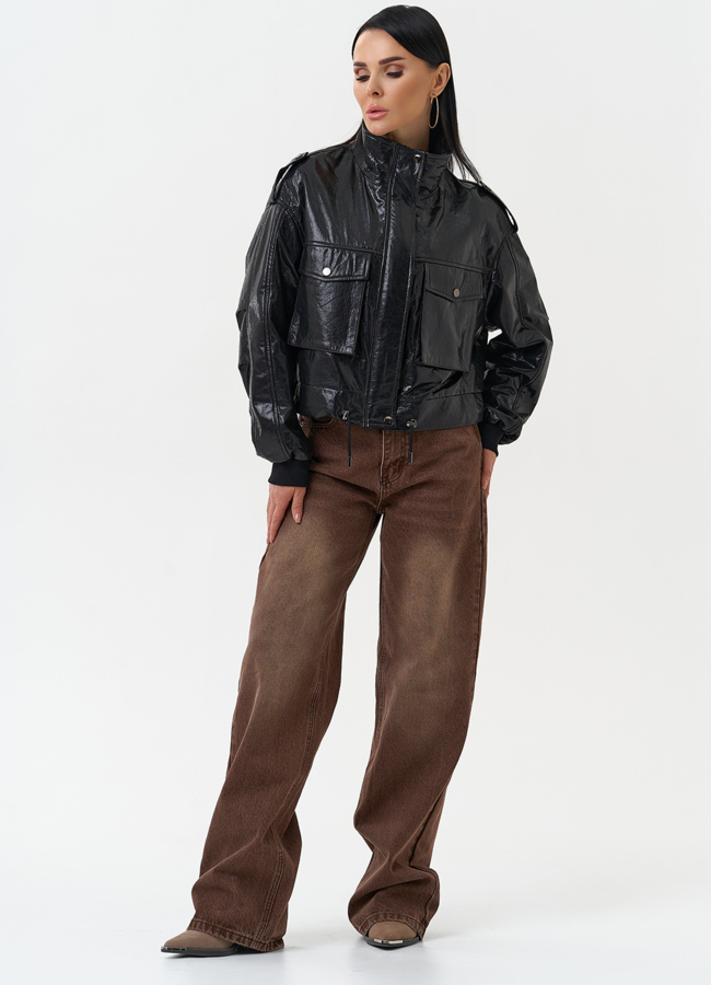 Женская куртка бомбер из натуральной кожи модель № 30096 в рассрочку