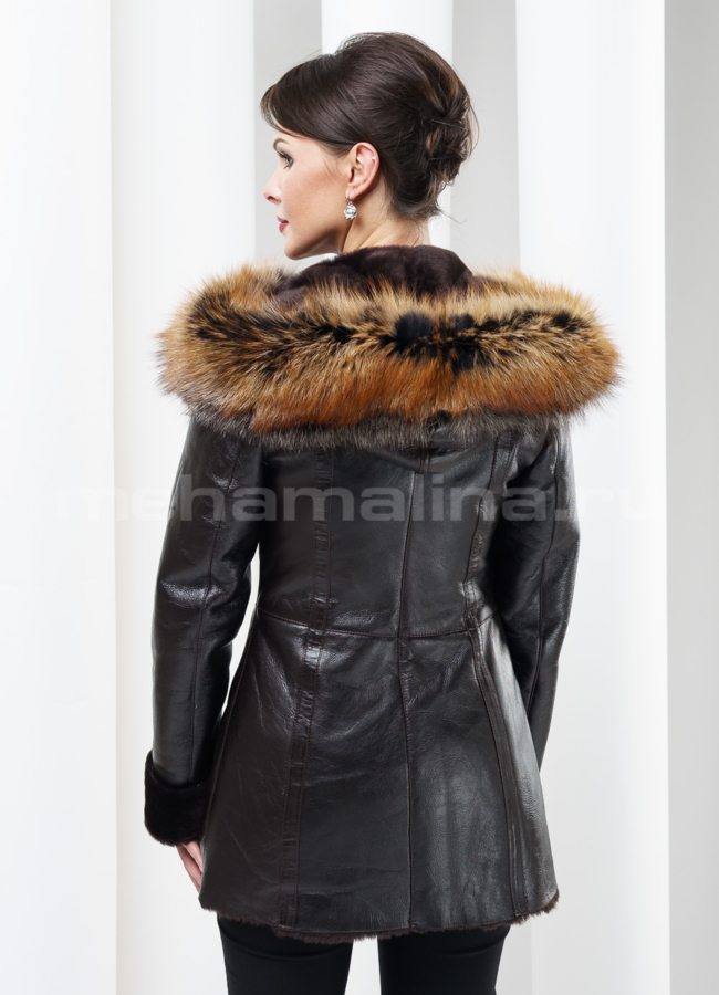 Дубленка на молнии, укороченная модель № D-114 в кредит