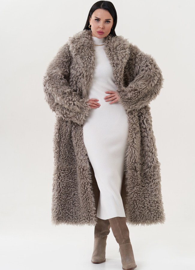 Двухсторонняя натуральная дубленка модель № 26829 меха малина