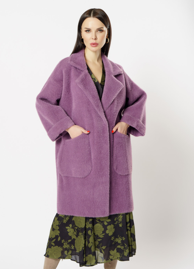 Женское пальто фиолетового цвета модель № 20531 универмаг малина