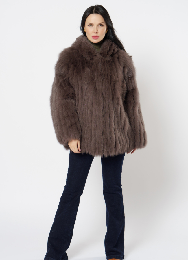фото Шуба из песца с капюшоном модель № 21564