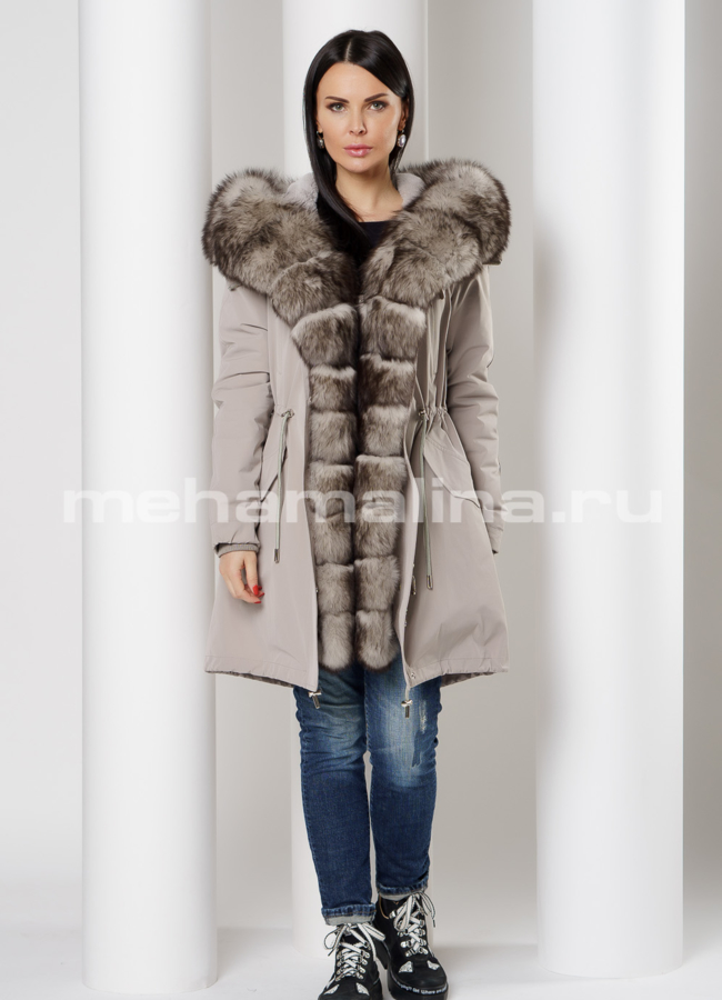 Меховая парка с отделкой из песца модель № 9079 в рассрочку