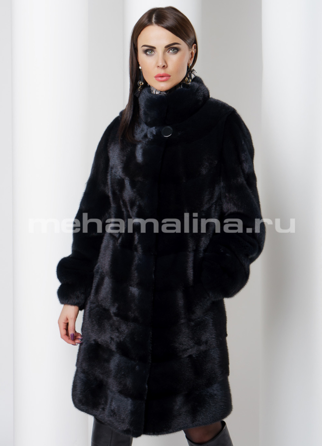 Шуба из скандинавской норки модель № S-523 меха малина