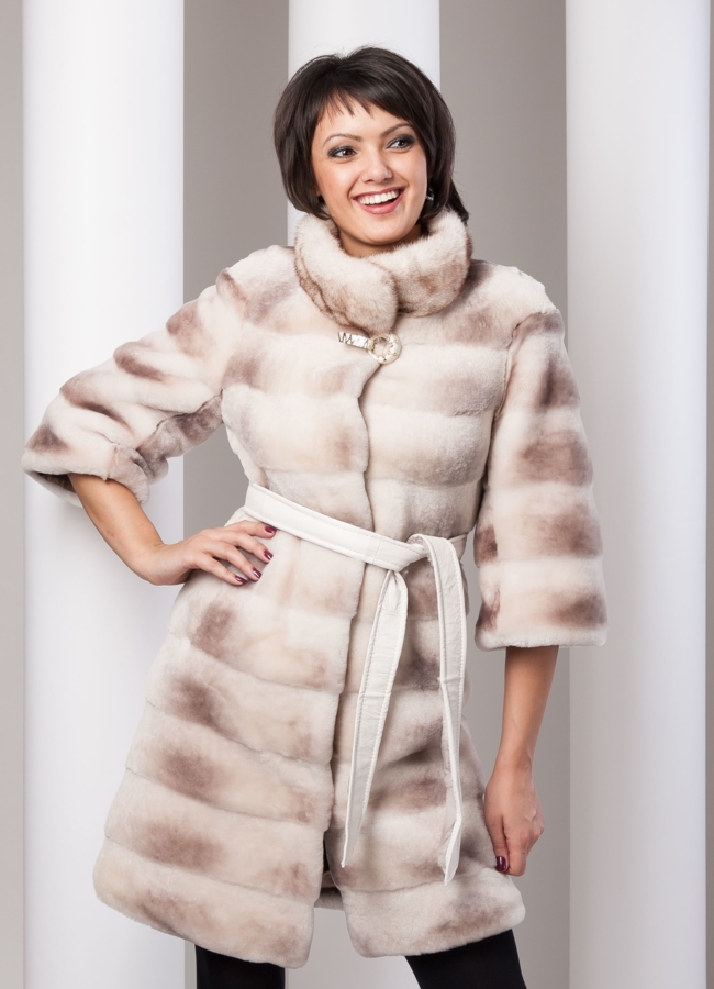 Шуба из мутона  модель № S-66 меха малина