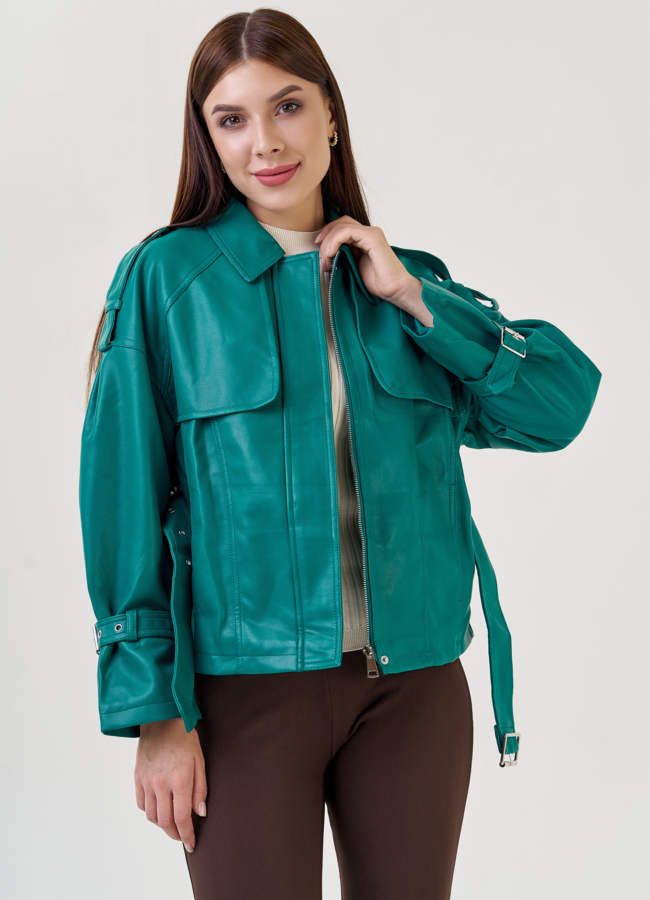 Женская куртка оверсайз из эко кожи модель № 23257 универмаг малина