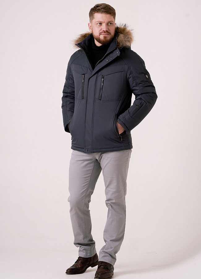 Пуховик прямой на молнии и кнопках с капюшоном модель № 0851 универмаг малина