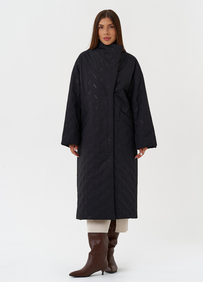 Женское стеганое пальто с поясом модель № 28460 в кредит