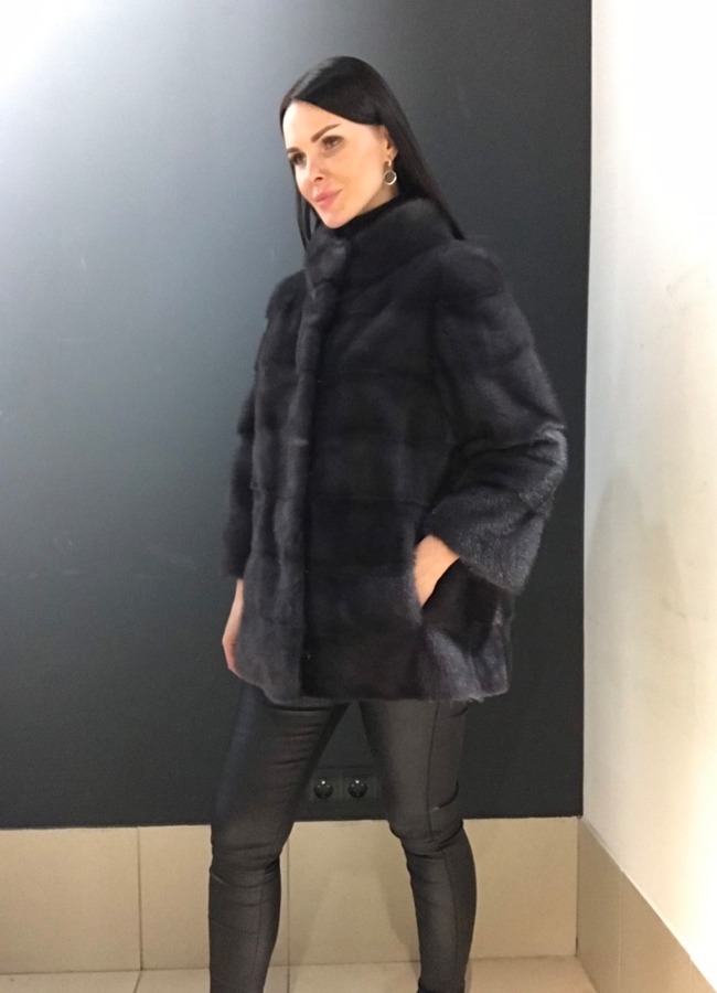 Норковая шуба в цвете графит модель № 17321 в кредит