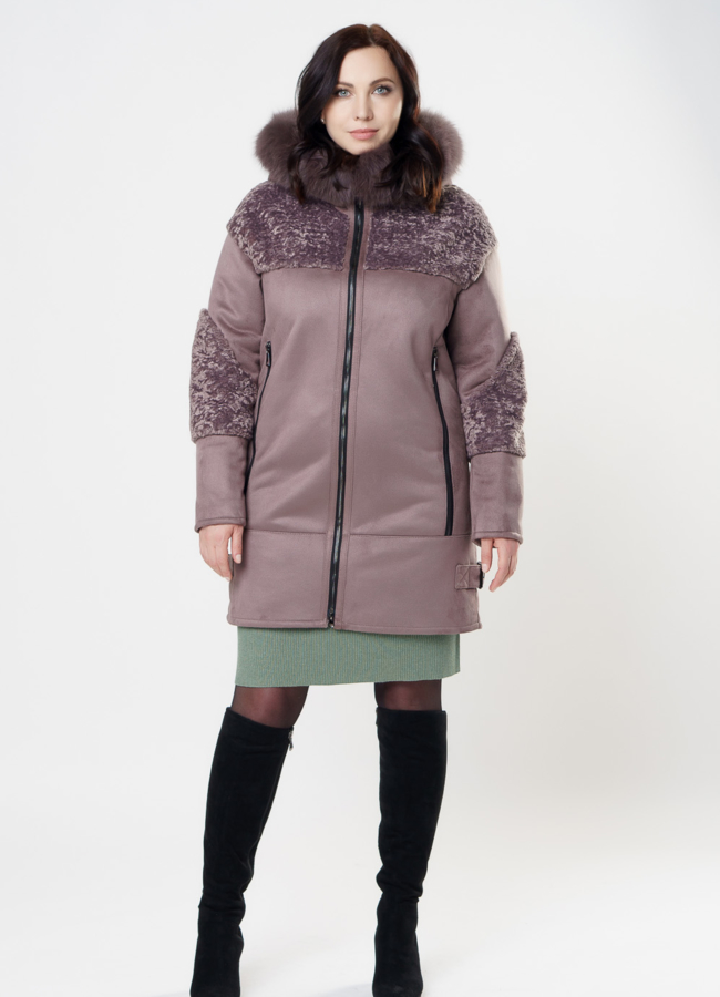 Дубленка из эко кожи с капюшоном модель № 82005 в кредит