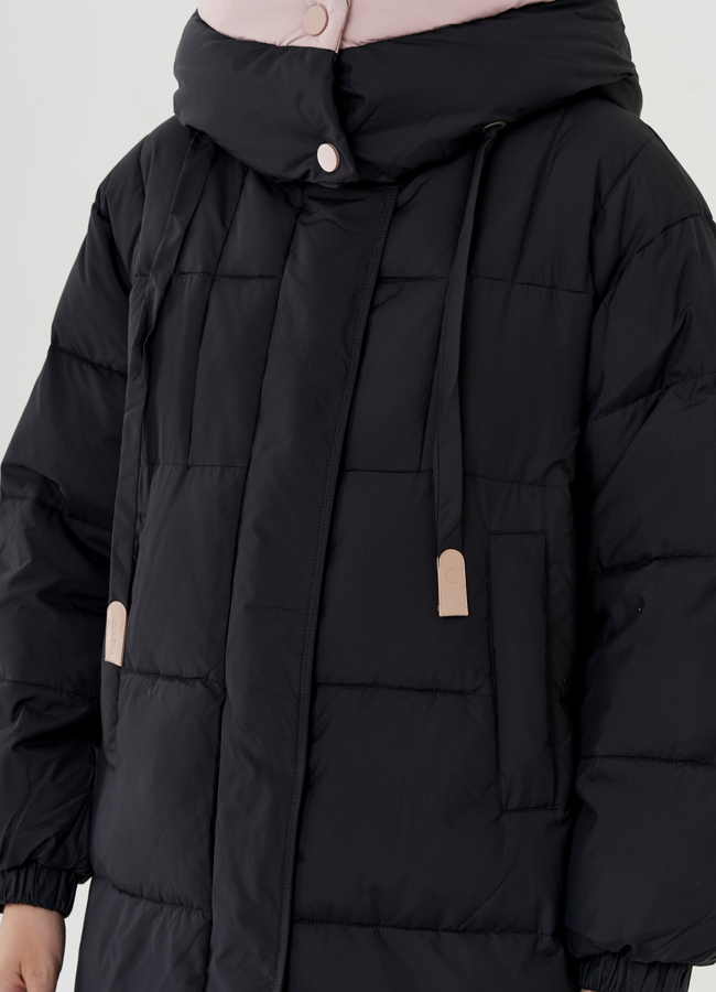 Женский пуховик с капюшоном  модель № 25026 универмаг малина