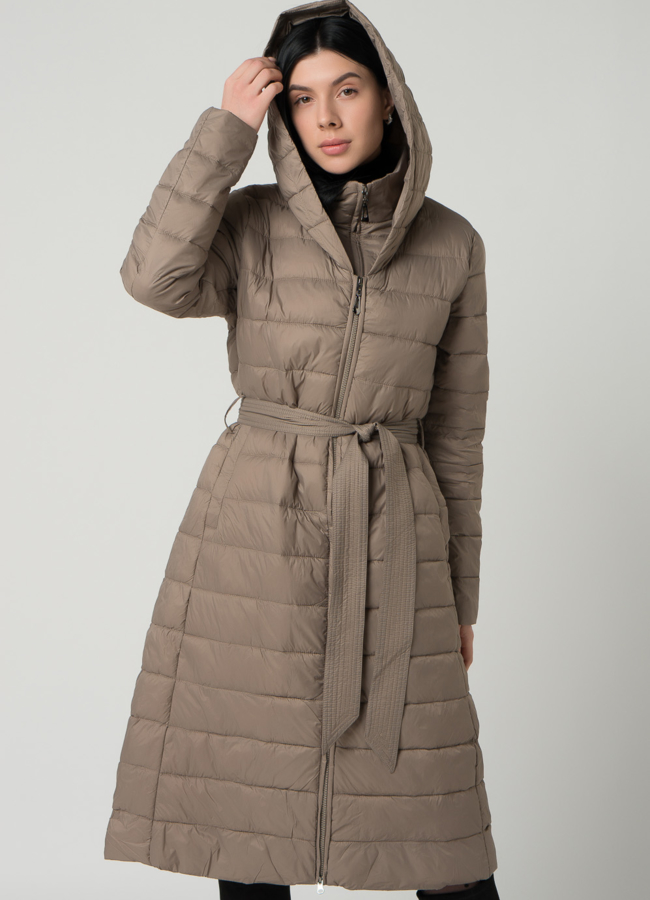 Пальто женское приталенное бежевого цвета модель № 22328 универмаг малина