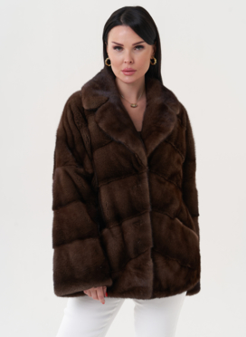 Укороченная шуба из меха норки