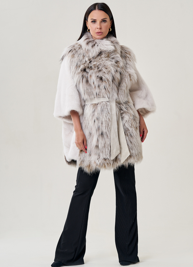 Куртка из меха норки с отделкой из чернобурки модель № 2209 универмаг малина