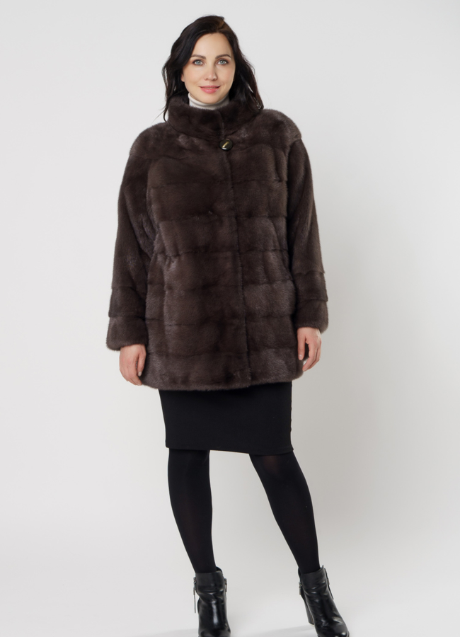 Укороченная шуба со стойкой  модель № 94515 в кредит