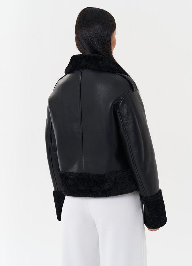 Женская дубленка из эко кожи модель № 27694 универмаг малина