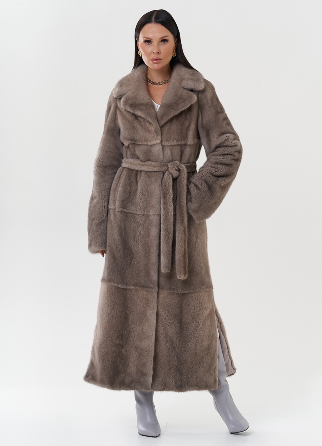 Длинная шуба из скандинавской норки модель № 27639 универмаг малина