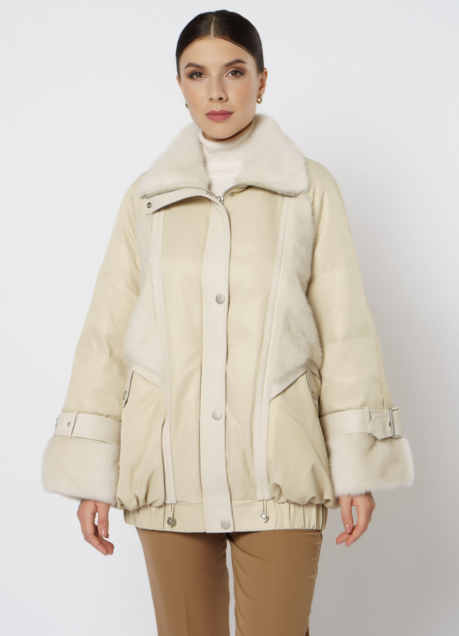 Женский пуховик с норкой модель № 20-078 универмаг малина