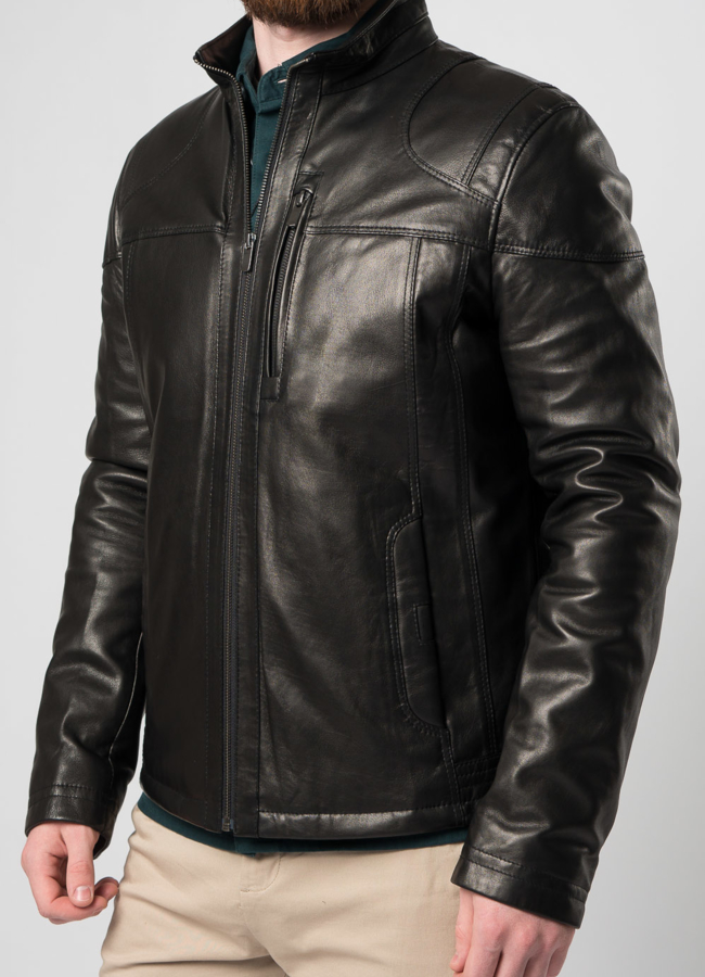 Кожаная куртка на молнии модель № 865 универмаг малина